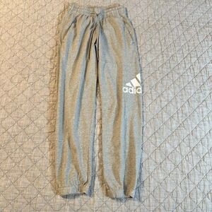 Adidas Joggers Sweatpants Training Workout Lounge Drawstring Heather Gray Small